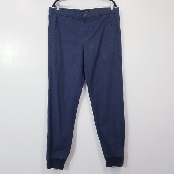Vince Blue Cotton Blend Jogger Pants Ankle Zip - Picture 1 of 13